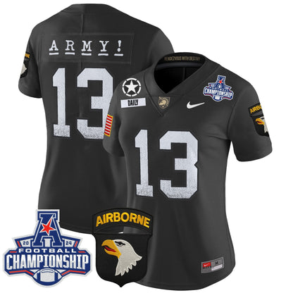 Women's Army Black Knights 2024 AAC Championship Patch Vapor Limited Jersey - All Stitched