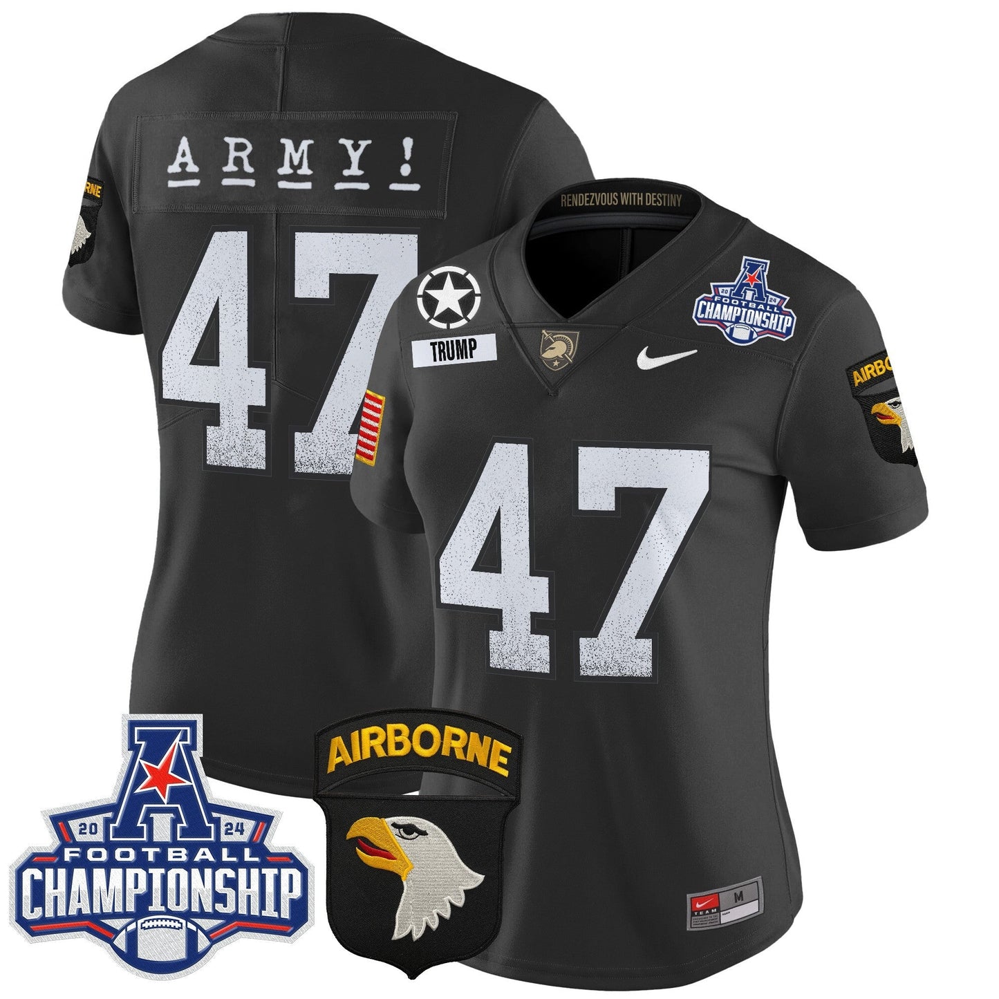 Women's Army Black Knights 2024 AAC Championship Patch Vapor Limited Jersey - All Stitched