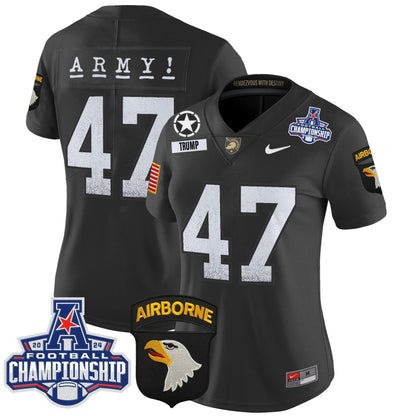 Women's Army Black Knights 2024 AAC Championship Patch Vapor Limited Jersey - All Stitched