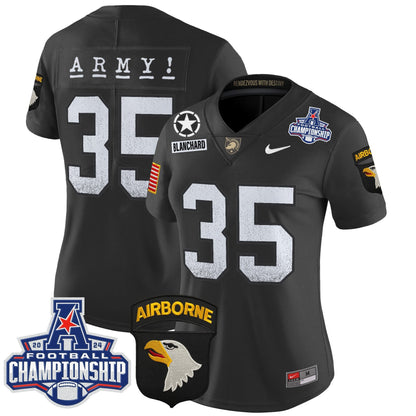 Women's Army Black Knights 2024 AAC Championship Patch Vapor Limited Jersey - All Stitched