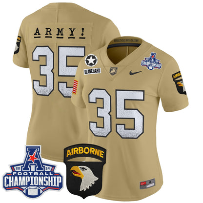 Women's Army Black Knights 2024 AAC Championship Patch Vapor Limited Jersey - All Stitched