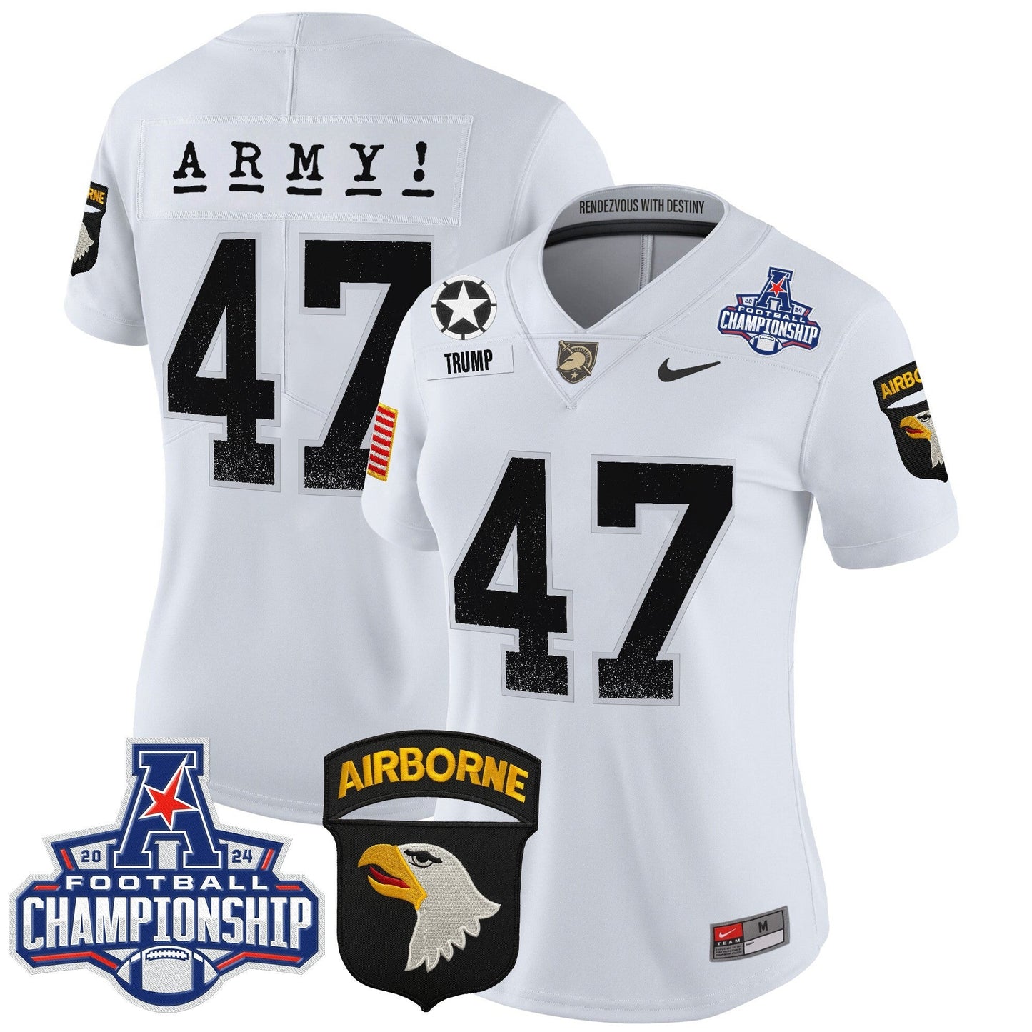 Women's Army Black Knights 2024 AAC Championship Patch Vapor Limited Jersey - All Stitched