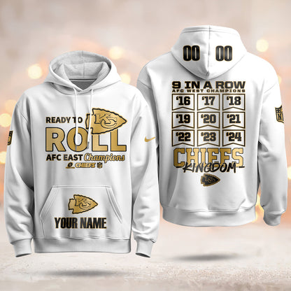Custom KC 2024 AFC West Champions Hoodie Gold N1