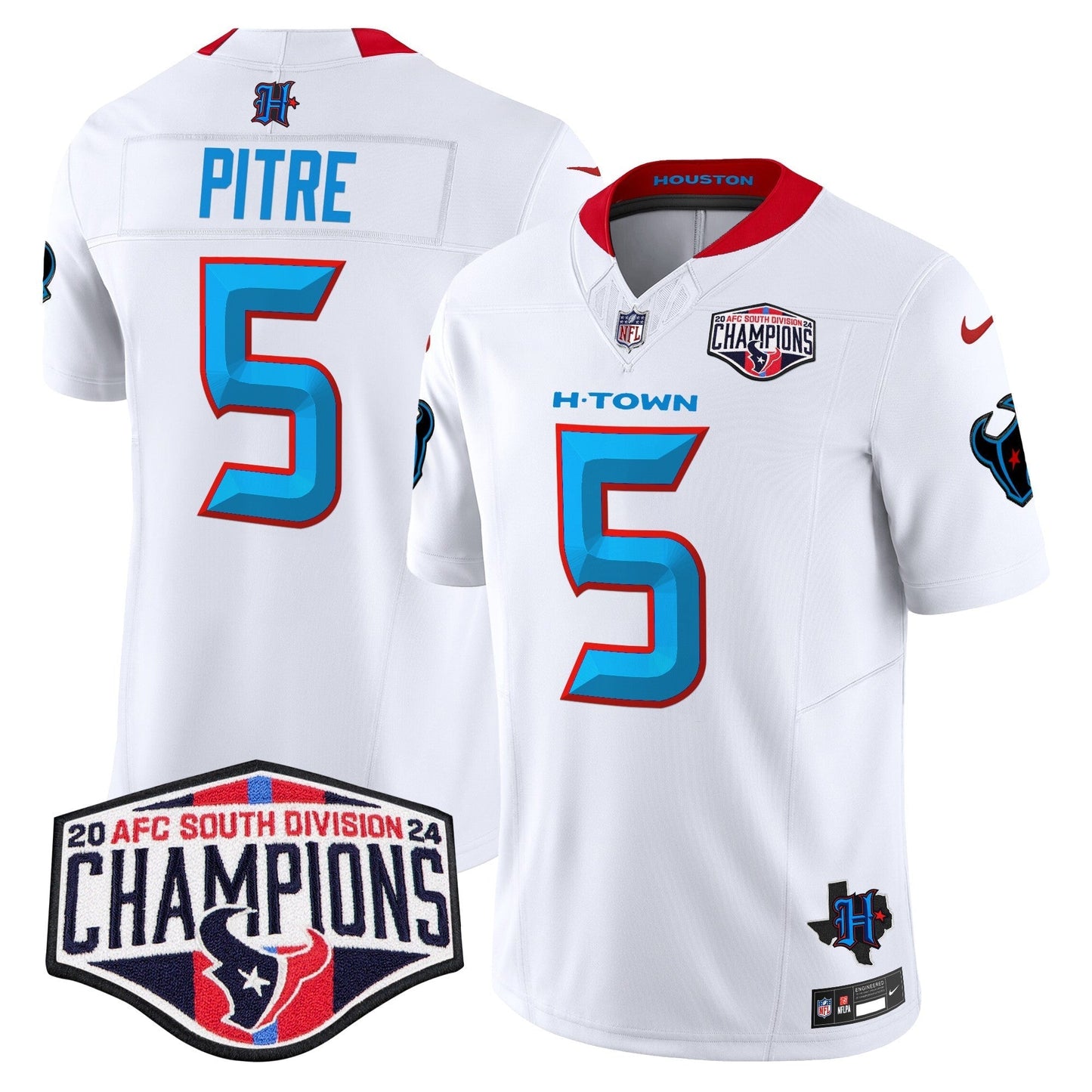 HOU 2024 AFC South Division Champions Patch Vapor Limited Jersey - All Stitched