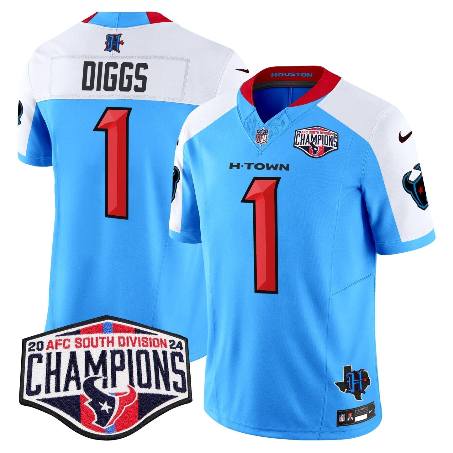 HOU 2024 AFC South Division Champions Patch Vapor Limited Jersey - All Stitched