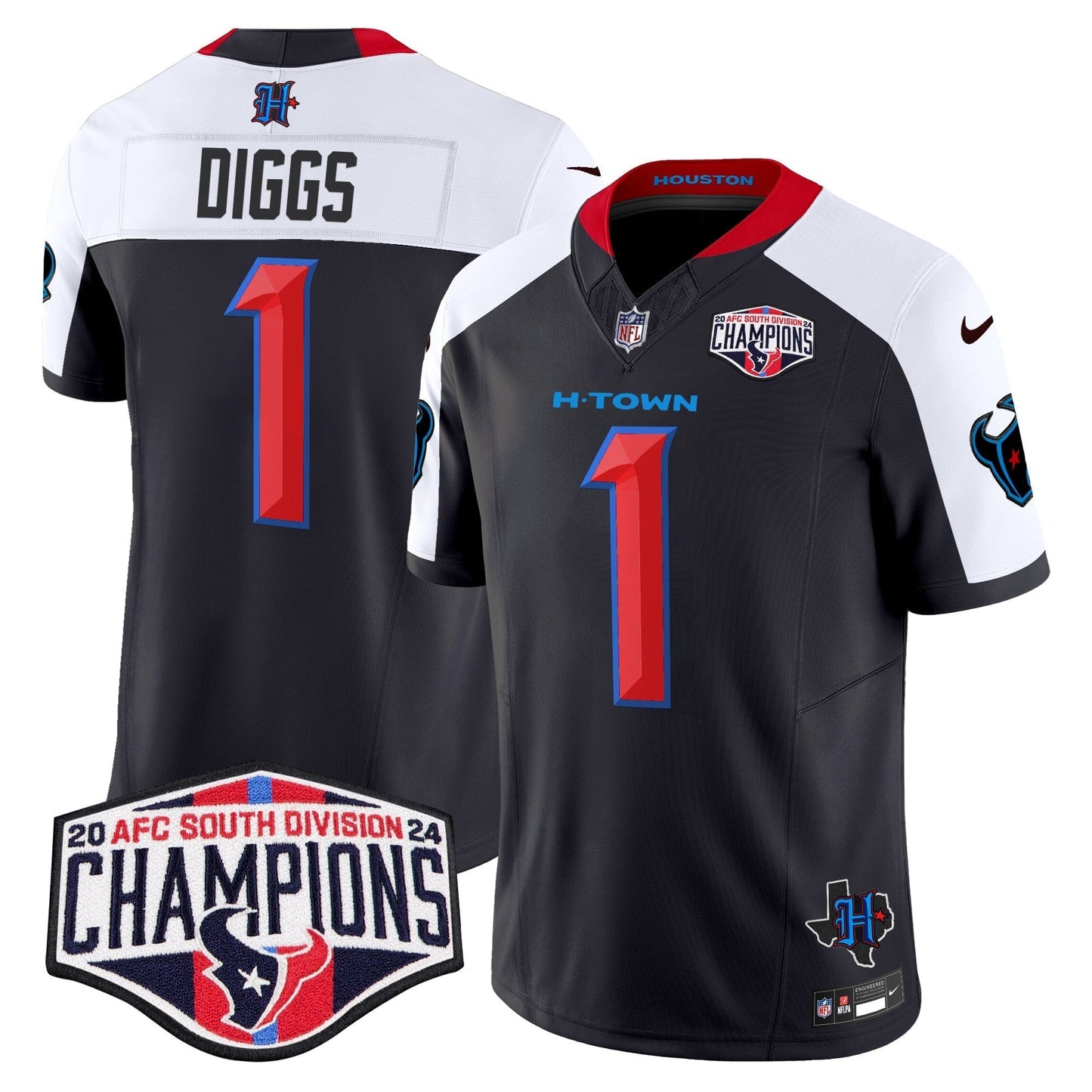 HOU 2024 AFC South Division Champions Patch Vapor Limited Jersey - All Stitched