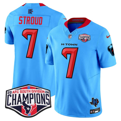 HOU 2024 AFC South Division Champions Patch Vapor Limited Jersey - All Stitched