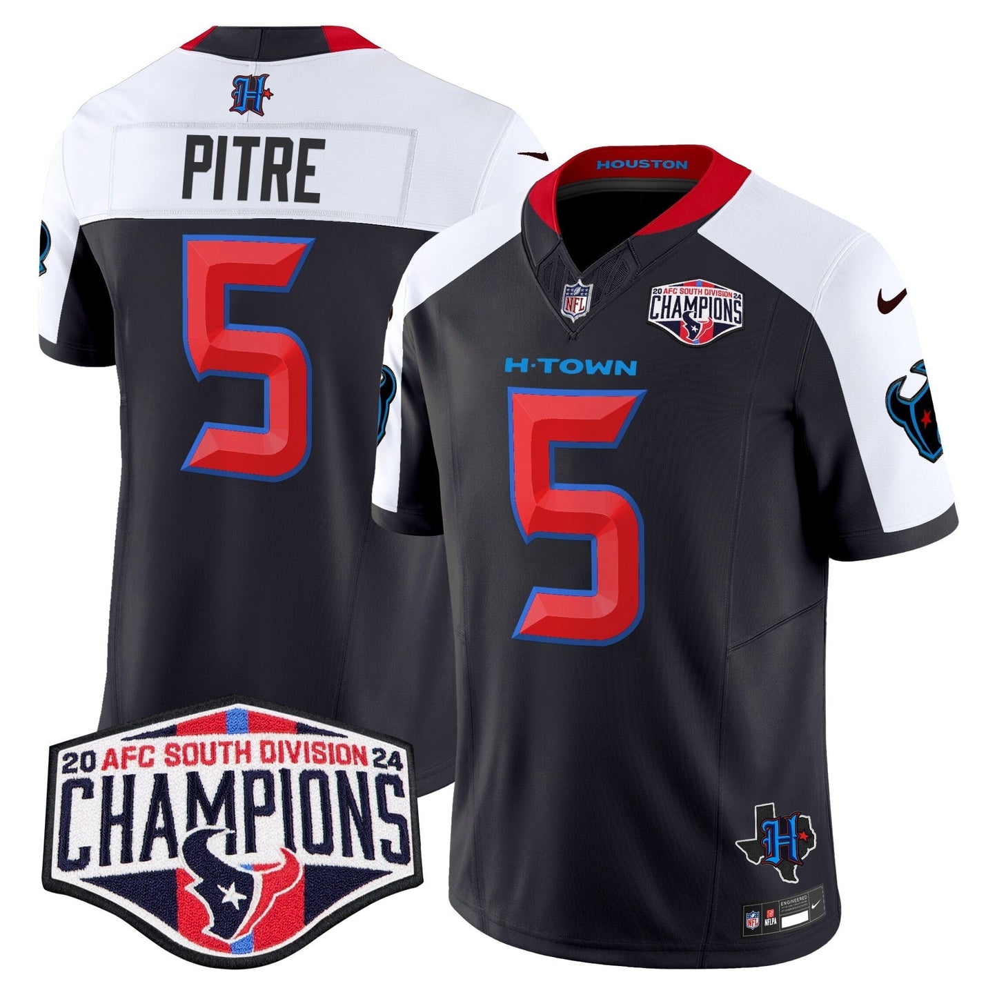 HOU 2024 AFC South Division Champions Patch Vapor Limited Jersey - All Stitched