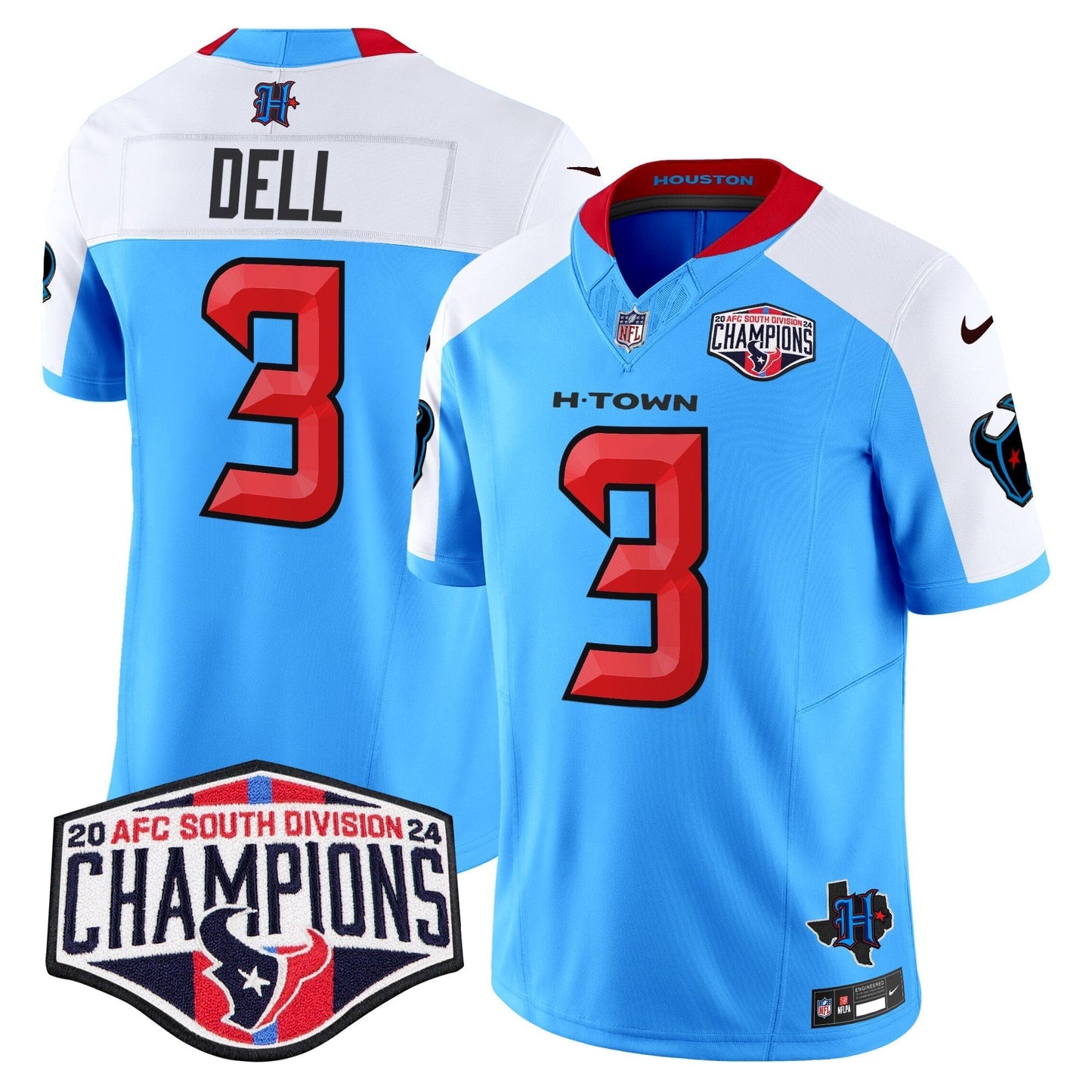 HOU 2024 AFC South Division Champions Patch Vapor Limited Jersey - All Stitched