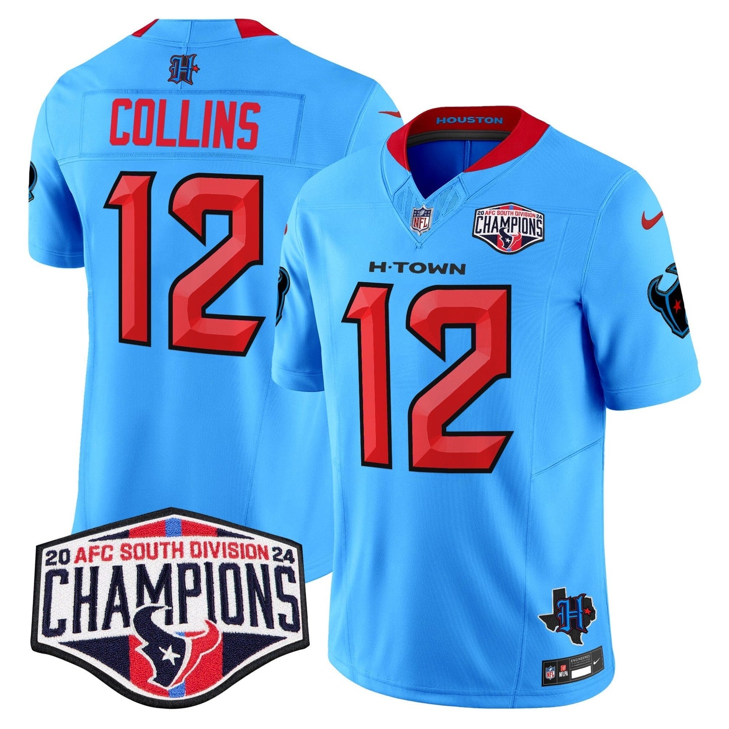 HOU 2024 AFC South Division Champions Patch Vapor Limited Jersey - All Stitched