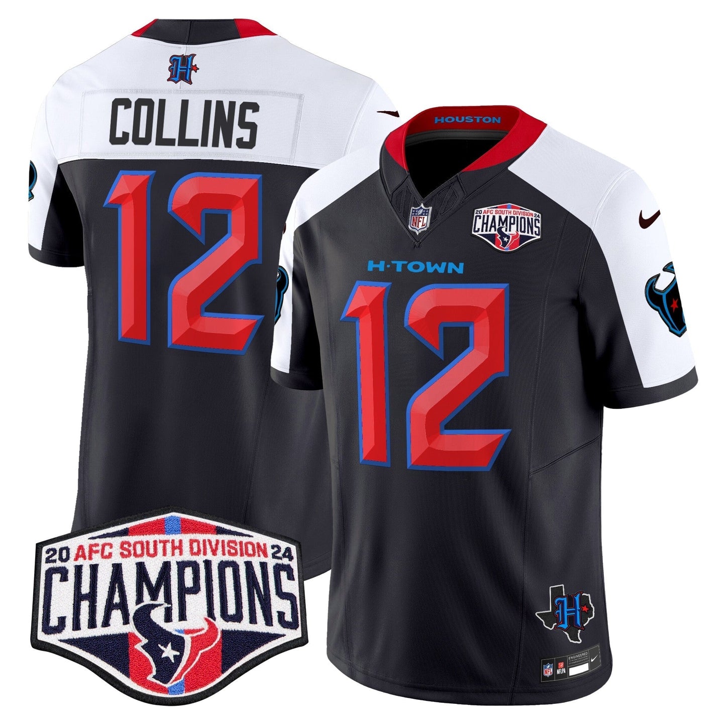 HOU 2024 AFC South Division Champions Patch Vapor Limited Jersey - All Stitched