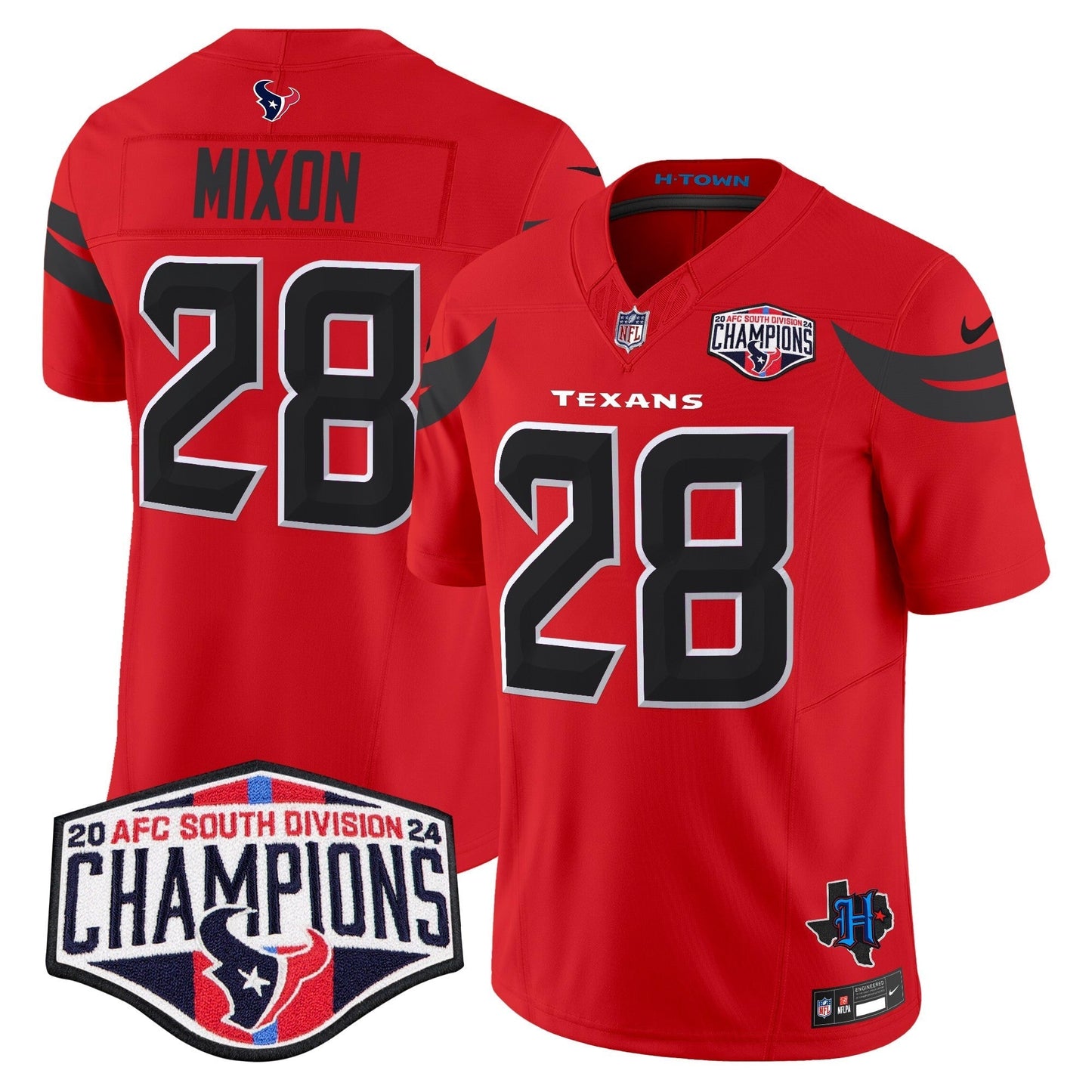 HOU 2024 AFC South Division Champions Patch Vapor Limited Jersey - All Stitched