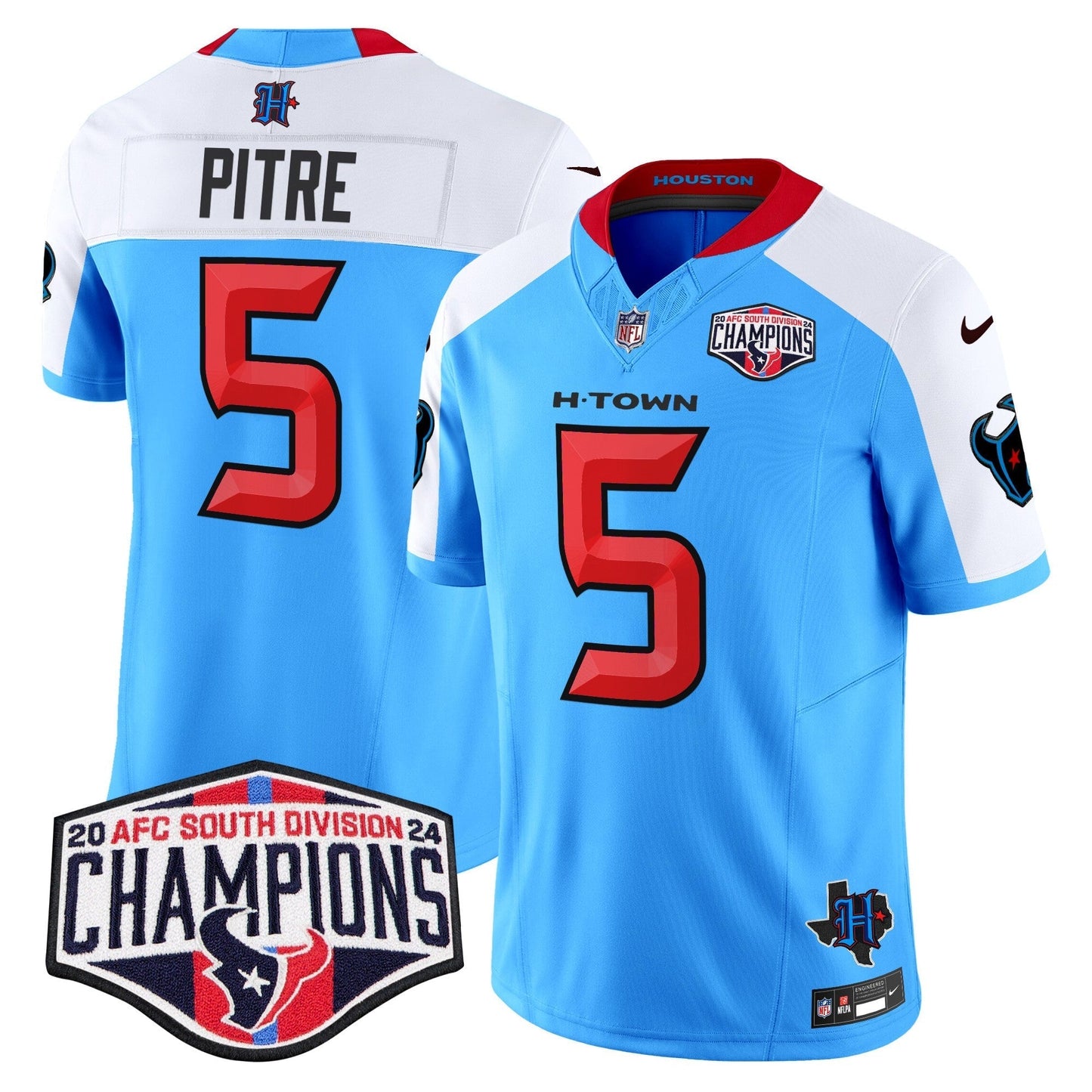 HOU 2024 AFC South Division Champions Patch Vapor Limited Jersey - All Stitched