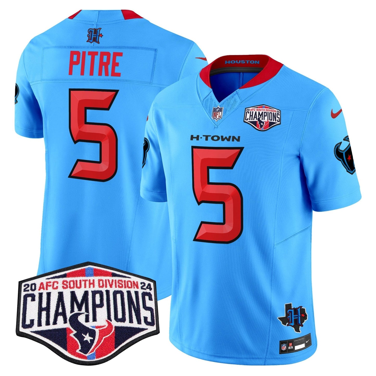 HOU 2024 AFC South Division Champions Patch Vapor Limited Jersey - All Stitched
