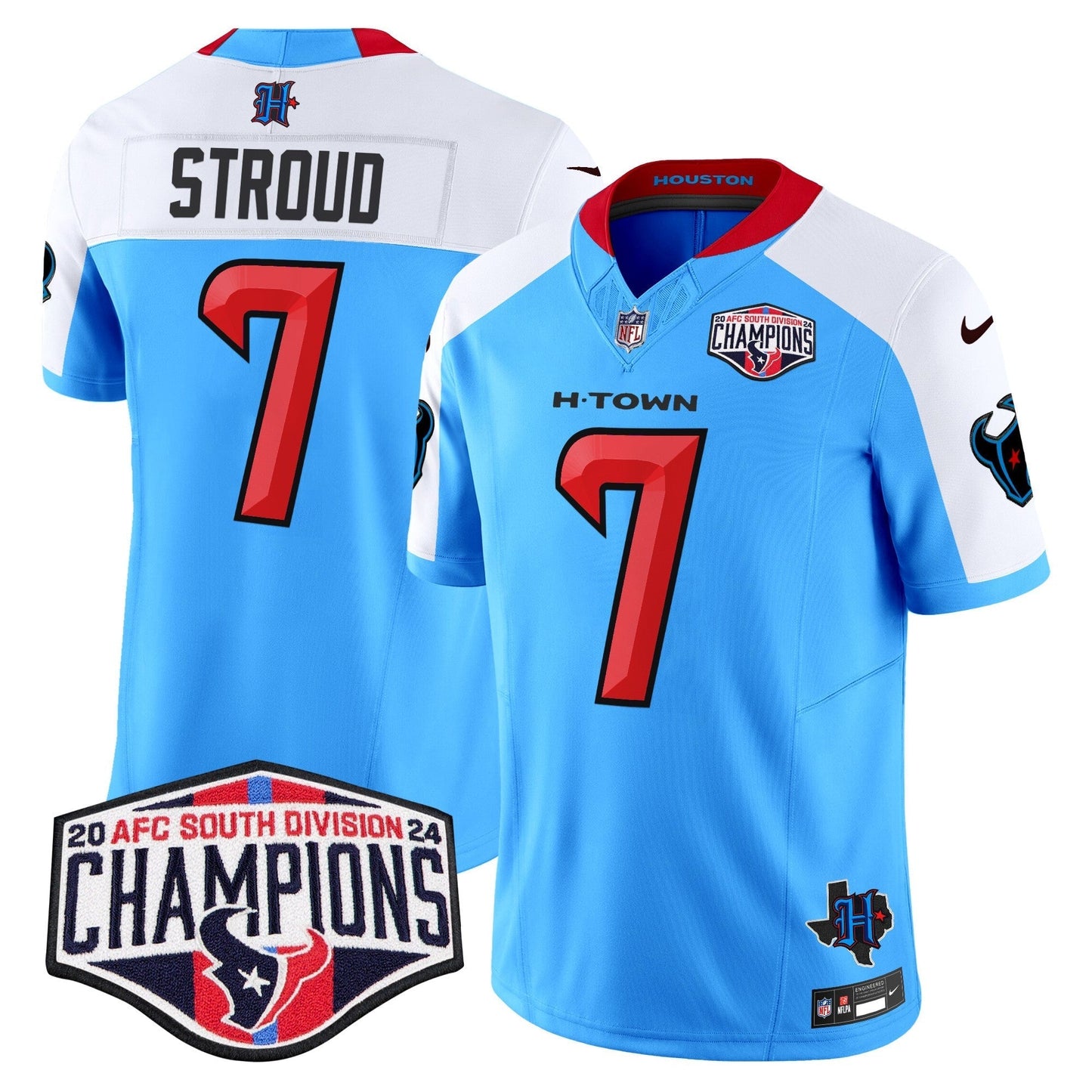 HOU 2024 AFC South Division Champions Patch Vapor Limited Jersey - All Stitched