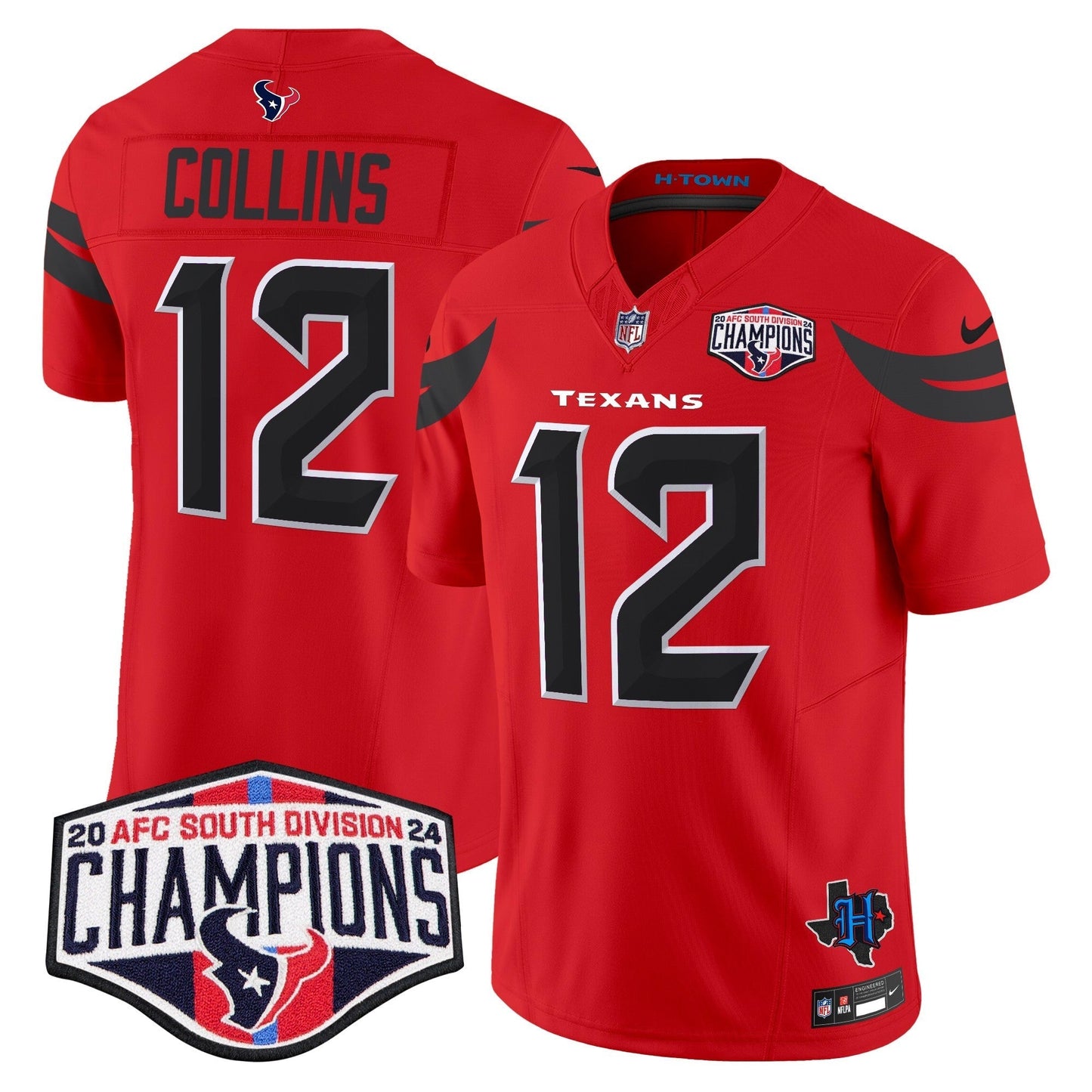 HOU 2024 AFC South Division Champions Patch Vapor Limited Jersey - All Stitched