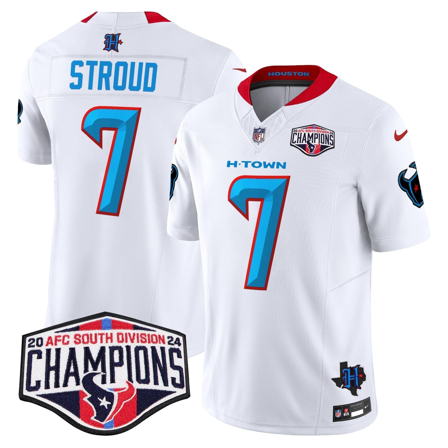 HOU 2024 AFC South Division Champions Patch Vapor Limited Jersey - All Stitched