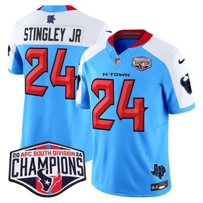 HOU 2024 AFC South Division Champions Patch Vapor Limited Jersey - All Stitched