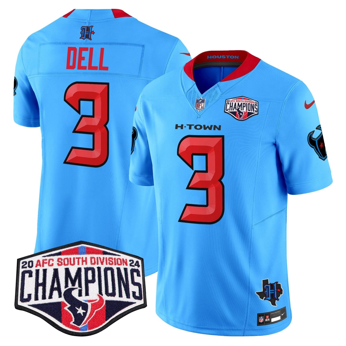 HOU 2024 AFC South Division Champions Patch Vapor Limited Jersey - All Stitched