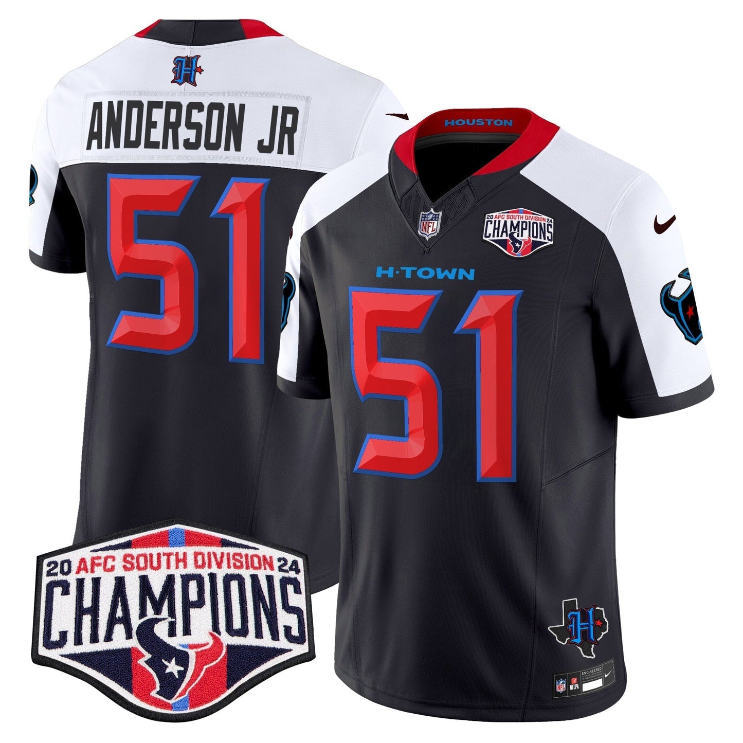 HOU 2024 AFC South Division Champions Patch Vapor Limited Jersey - All Stitched