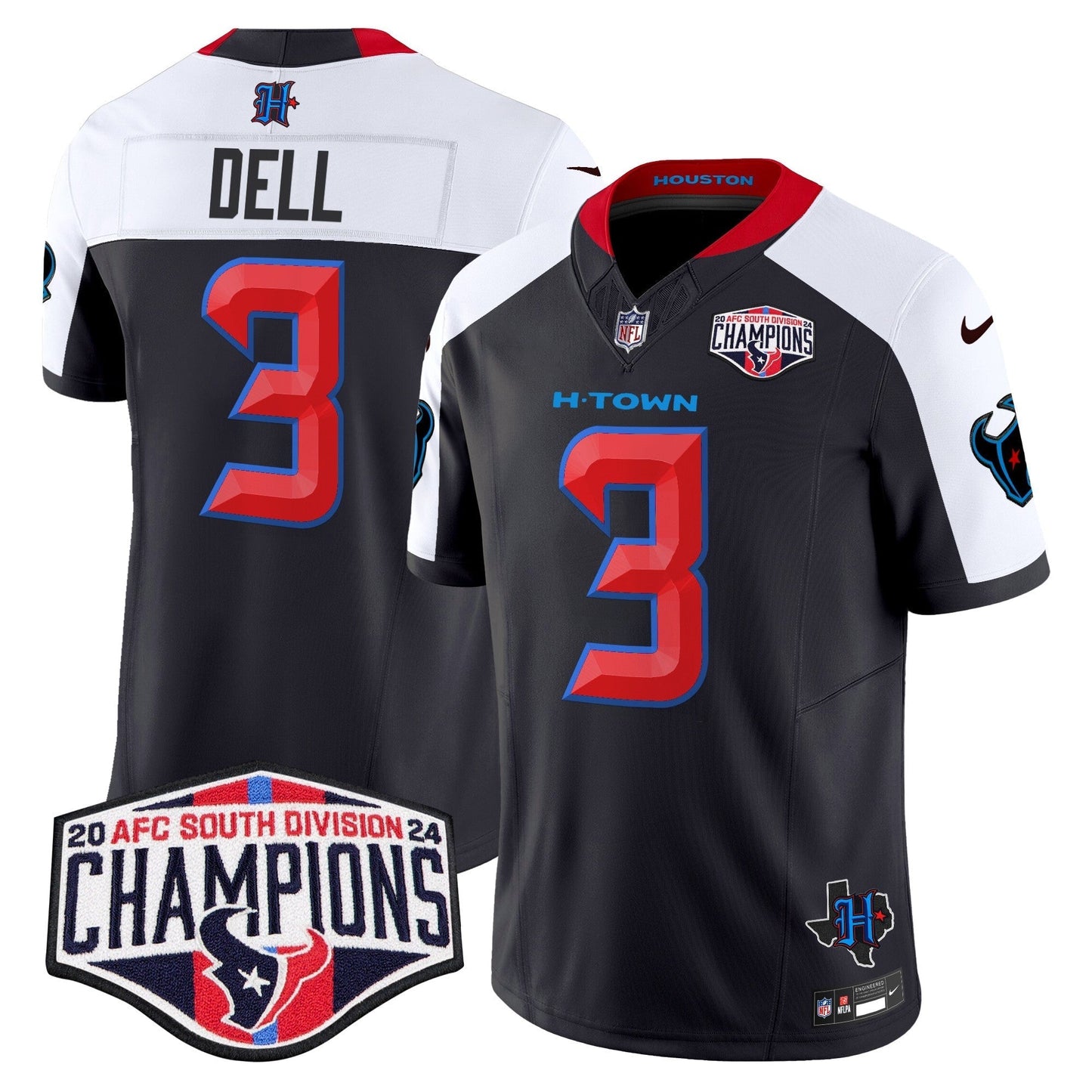 HOU 2024 AFC South Division Champions Patch Vapor Limited Jersey - All Stitched