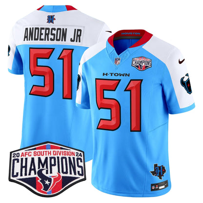 HOU 2024 AFC South Division Champions Patch Vapor Limited Jersey - All Stitched