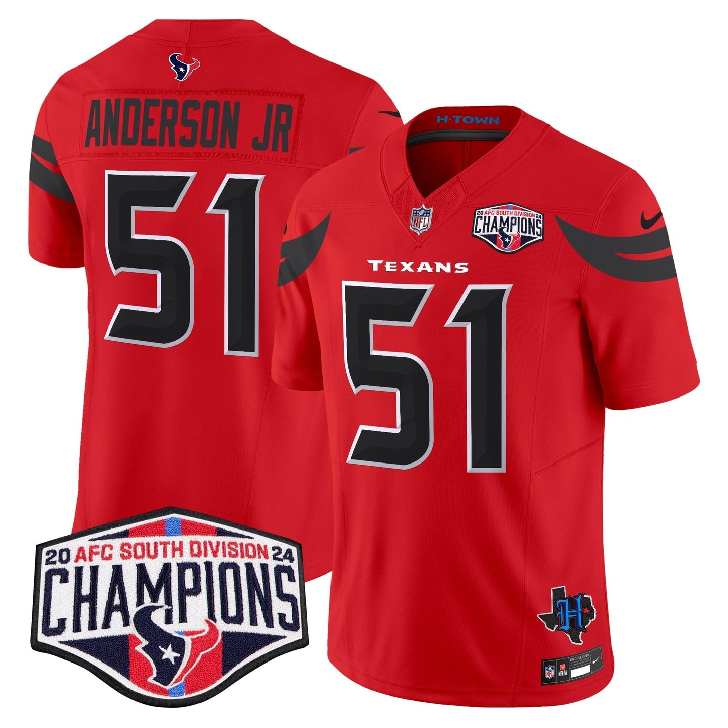 HOU 2024 AFC South Division Champions Patch Vapor Limited Jersey - All Stitched