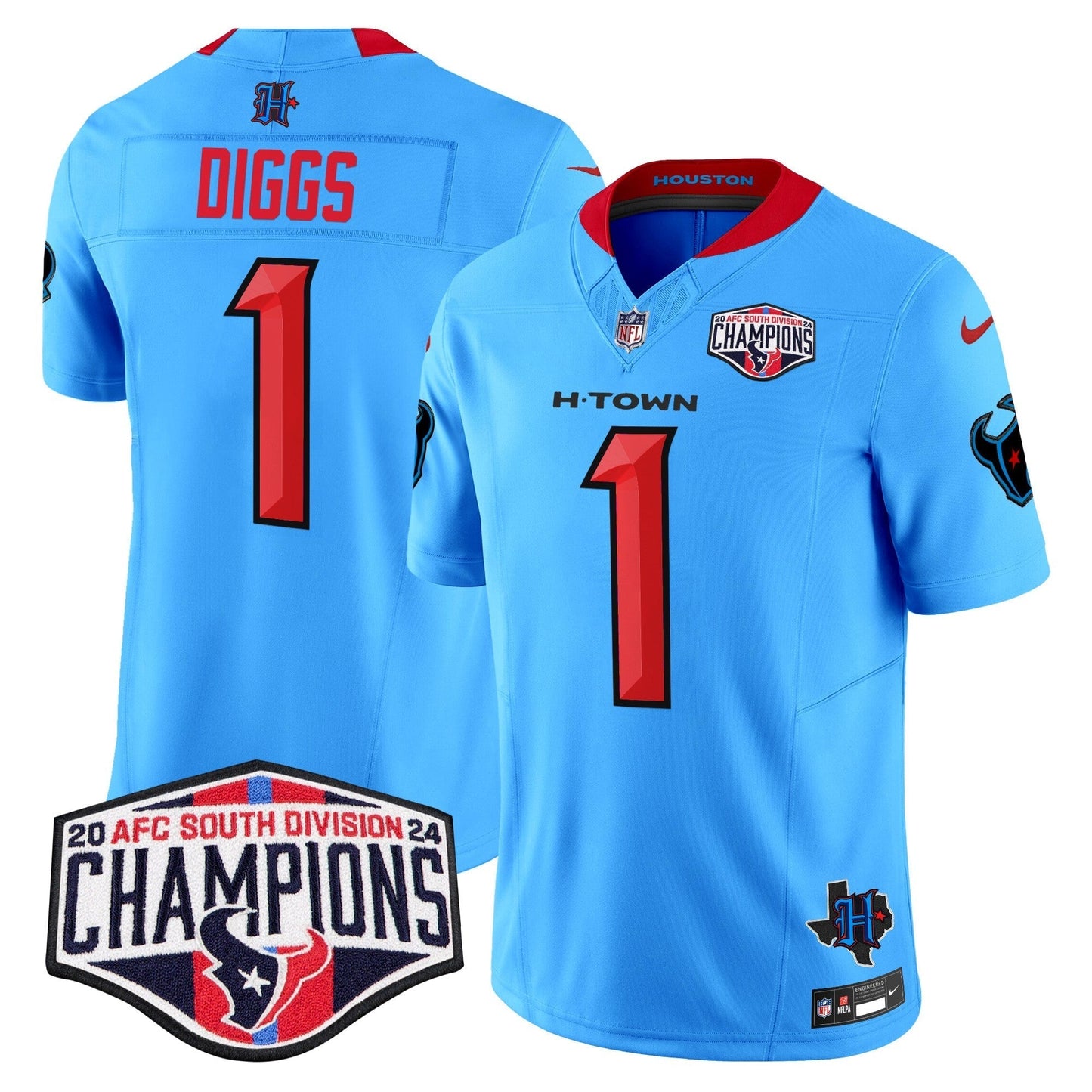 HOU 2024 AFC South Division Champions Patch Vapor Limited Jersey - All Stitched