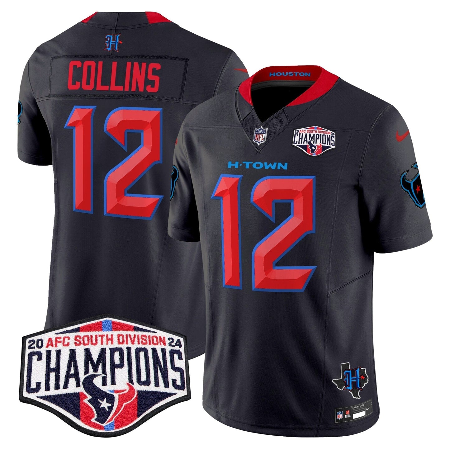 HOU 2024 AFC South Division Champions Patch Vapor Limited Jersey - All Stitched