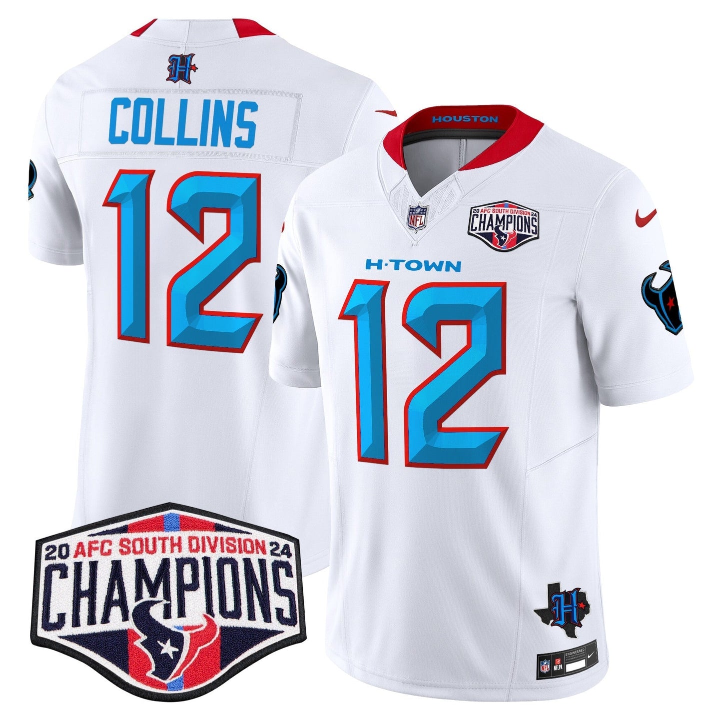 HOU 2024 AFC South Division Champions Patch Vapor Limited Jersey - All Stitched