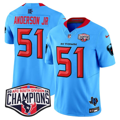 HOU 2024 AFC South Division Champions Patch Vapor Limited Jersey - All Stitched