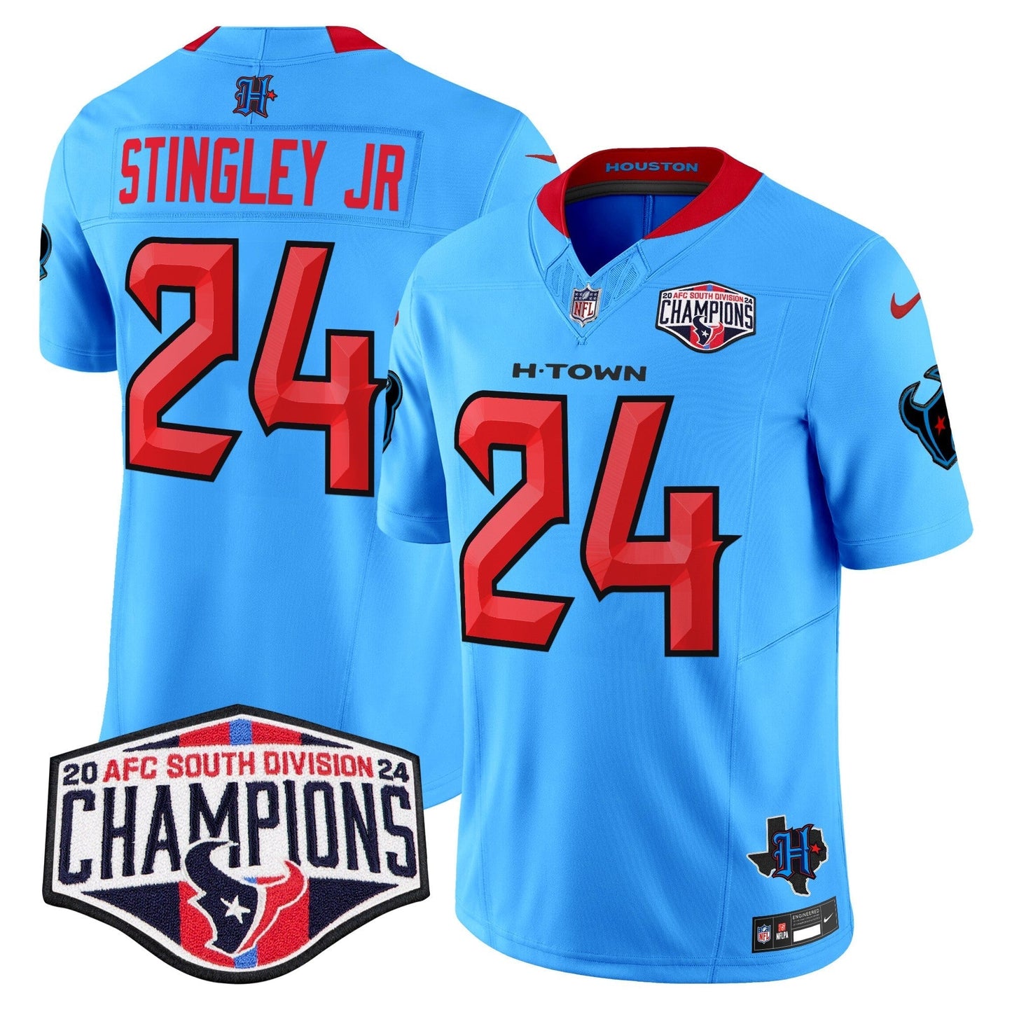 HOU 2024 AFC South Division Champions Patch Vapor Limited Jersey - All Stitched