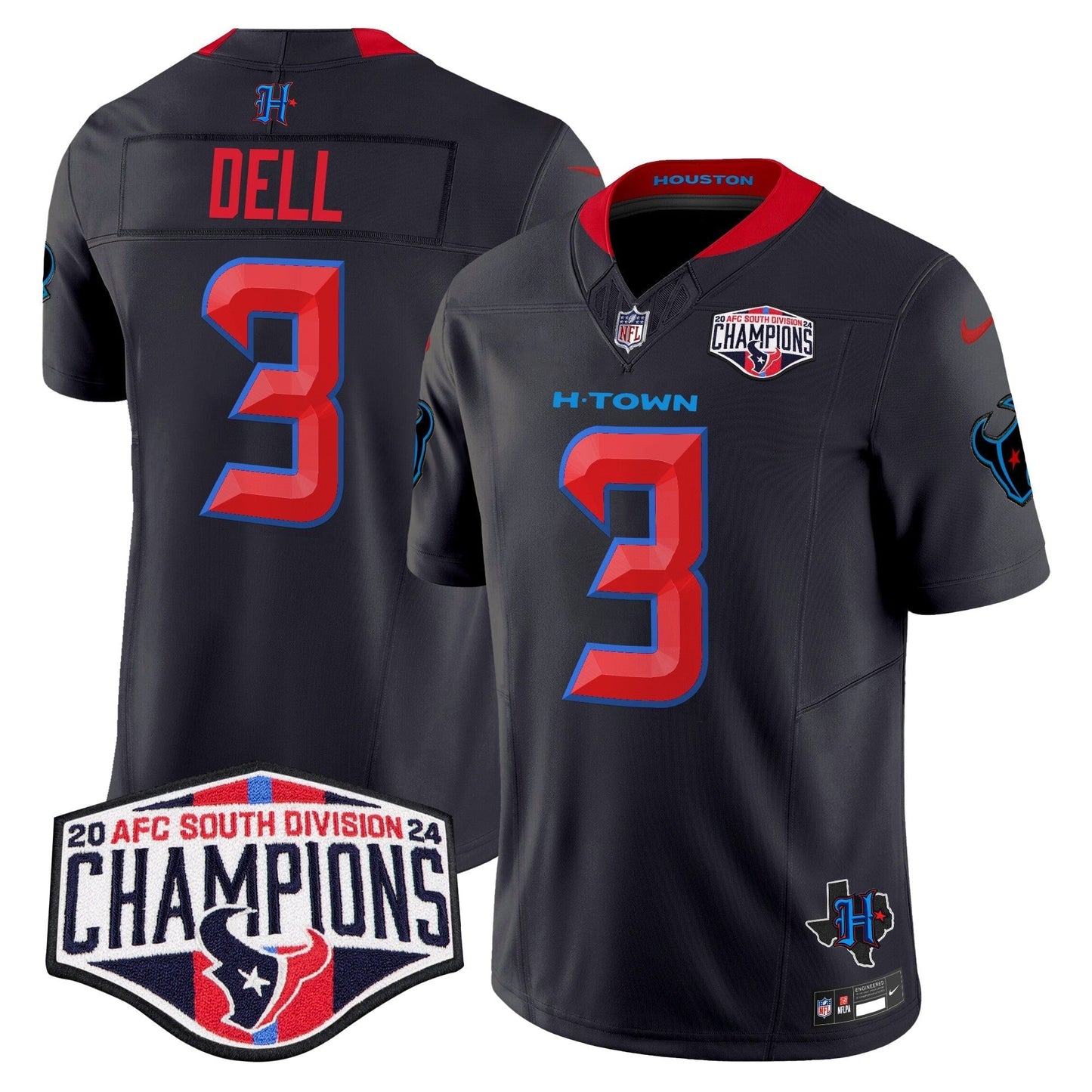 HOU 2024 AFC South Division Champions Patch Vapor Limited Jersey - All Stitched