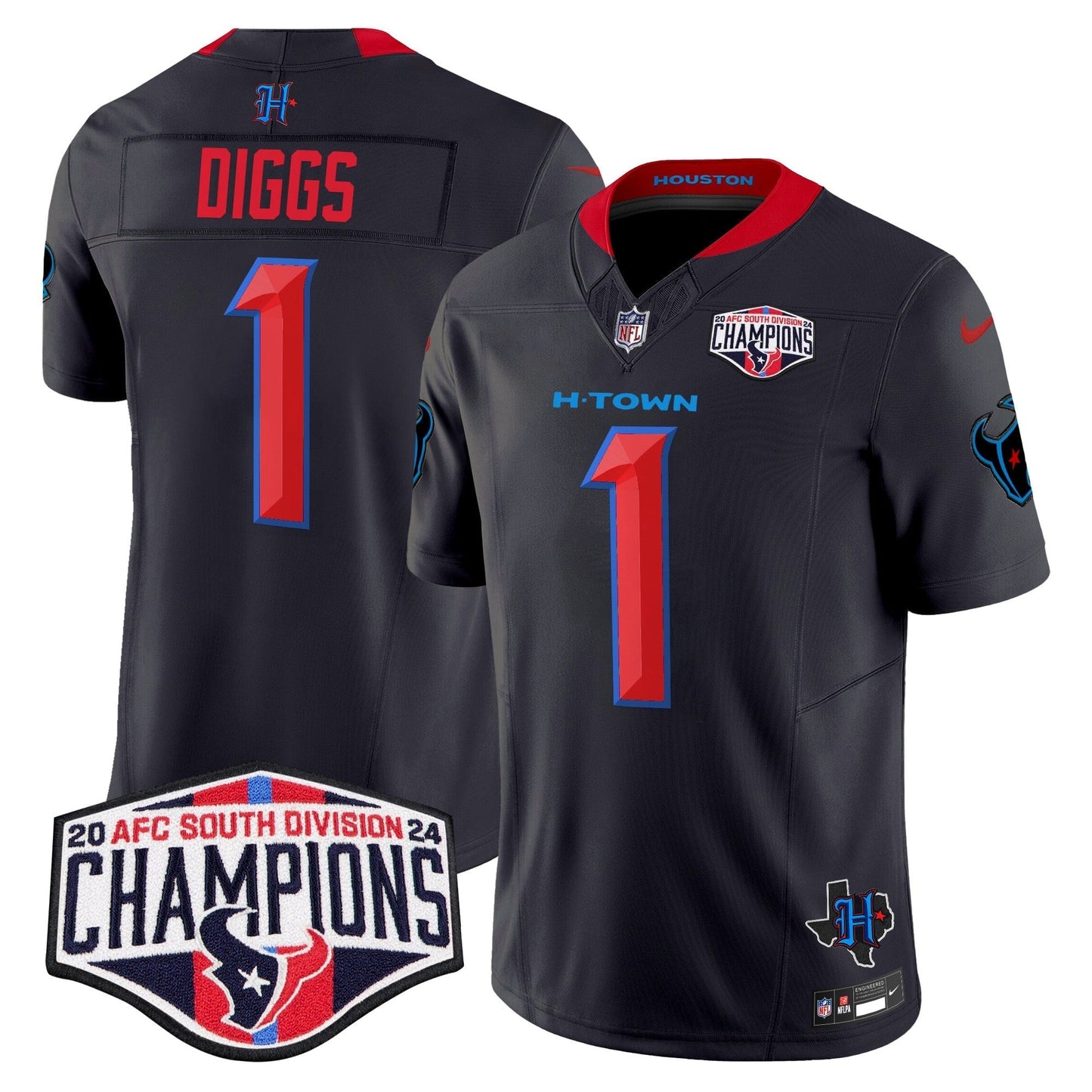 HOU 2024 AFC South Division Champions Patch Vapor Limited Jersey - All Stitched