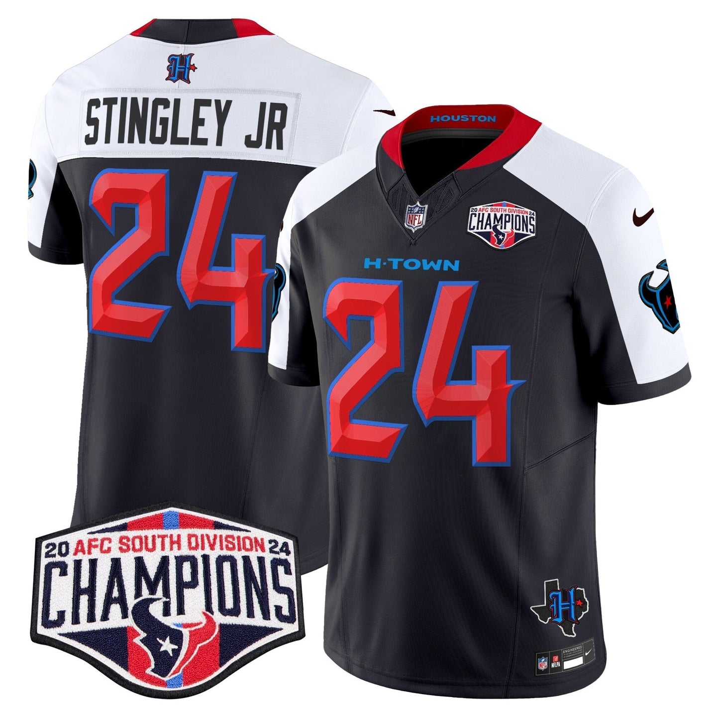 HOU 2024 AFC South Division Champions Patch Vapor Limited Jersey - All Stitched
