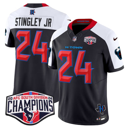 HOU 2024 AFC South Division Champions Patch Vapor Limited Jersey - All Stitched