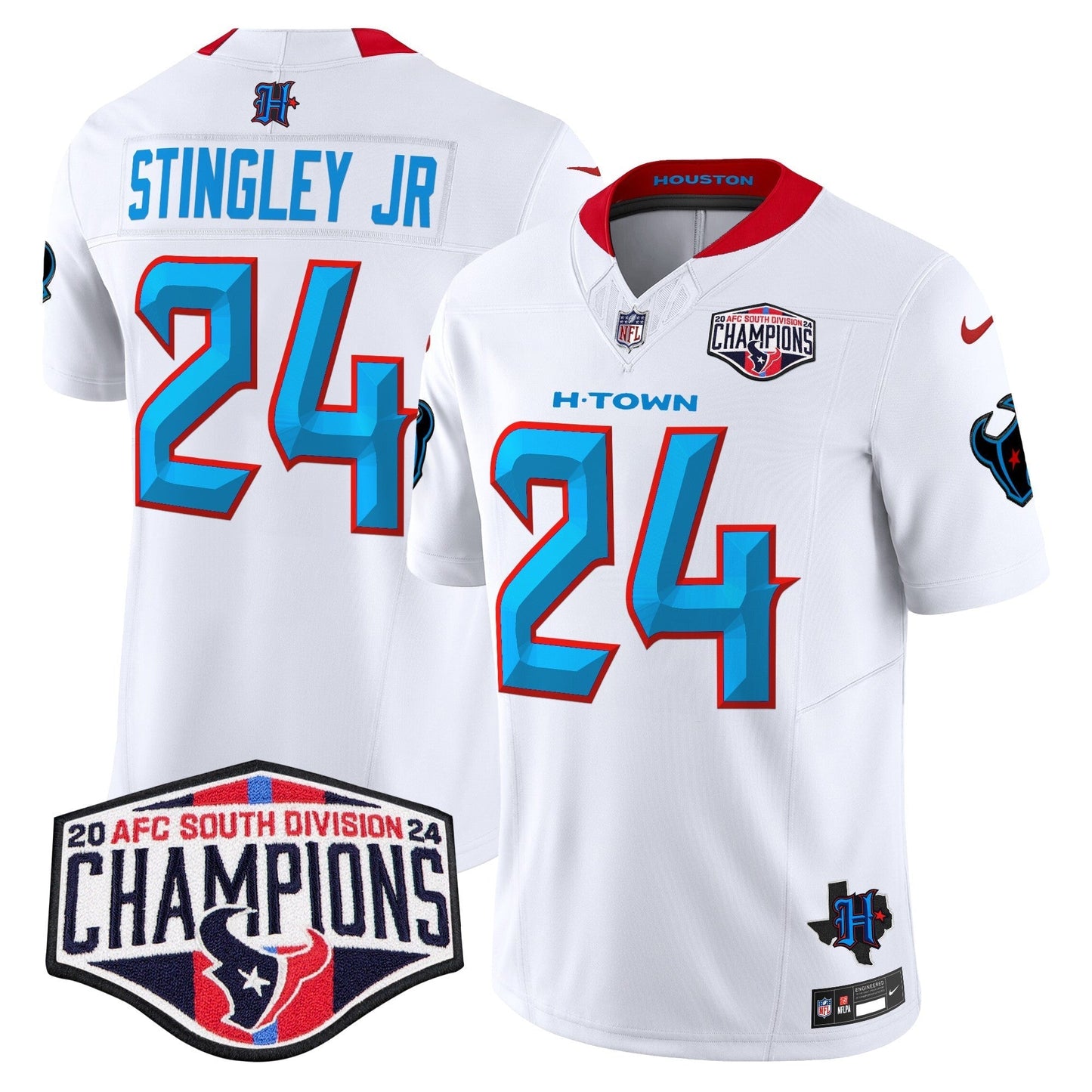HOU 2024 AFC South Division Champions Patch Vapor Limited Jersey - All Stitched
