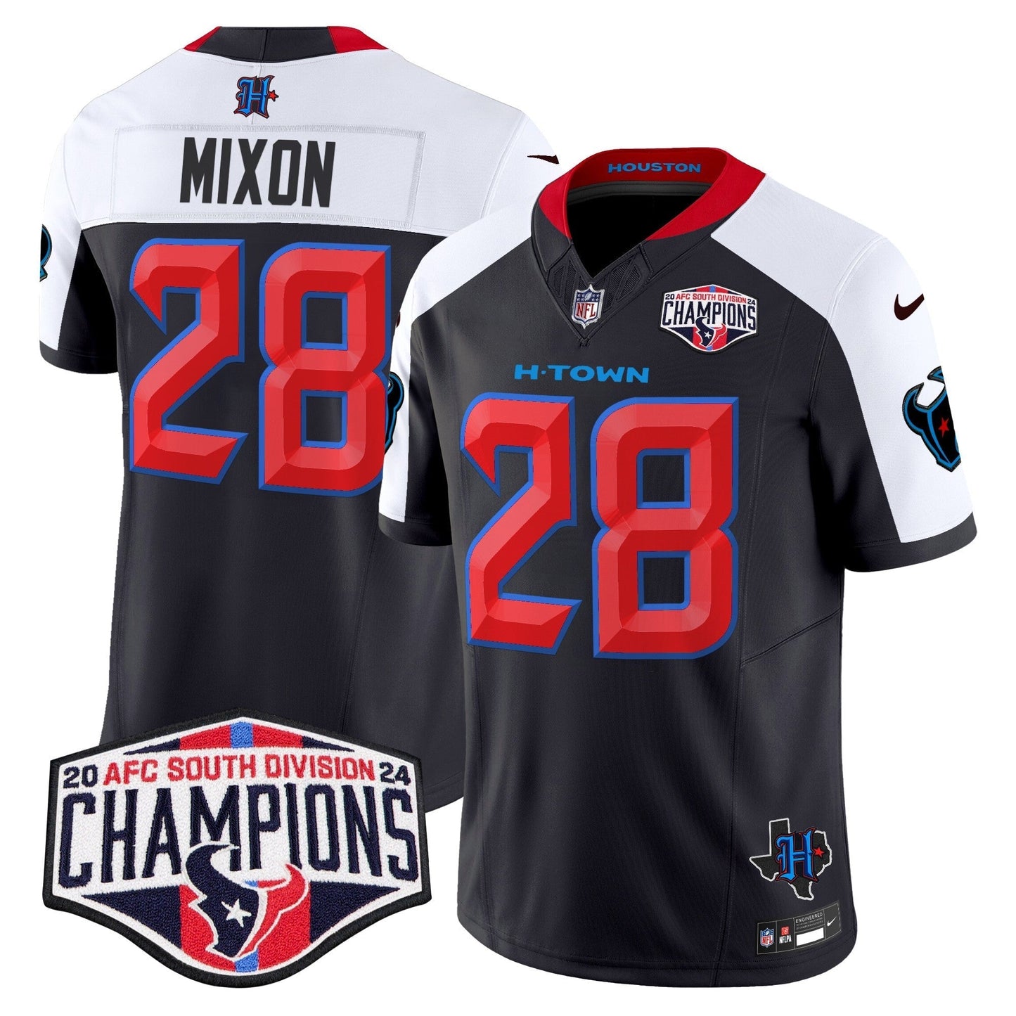 HOU 2024 AFC South Division Champions Patch Vapor Limited Jersey - All Stitched