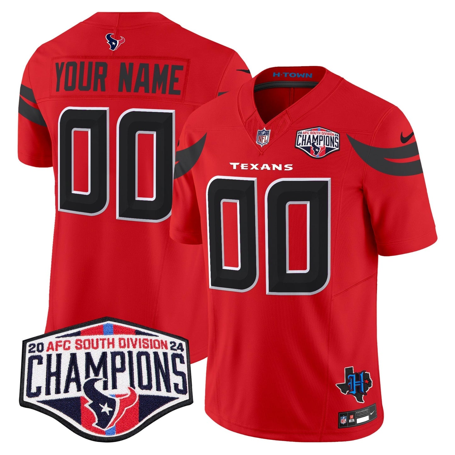 HOU 2024 AFC South Division Champions Patch Vapor Limited Custom Jersey - All Stitched
