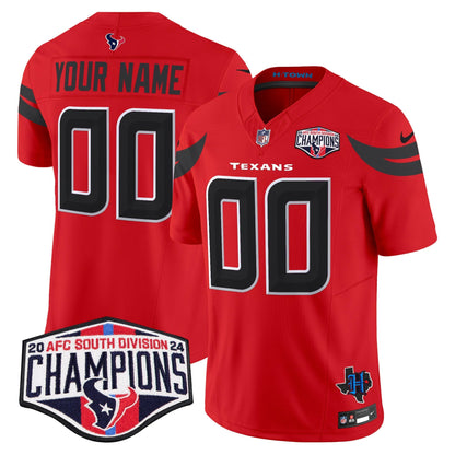 HOU 2024 AFC South Division Champions Patch Vapor Limited Custom Jersey - All Stitched