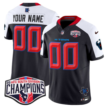 HOU 2024 AFC South Division Champions Patch Vapor Limited Custom Jersey - All Stitched