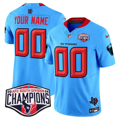 HOU 2024 AFC South Division Champions Patch Vapor Limited Custom Jersey - All Stitched