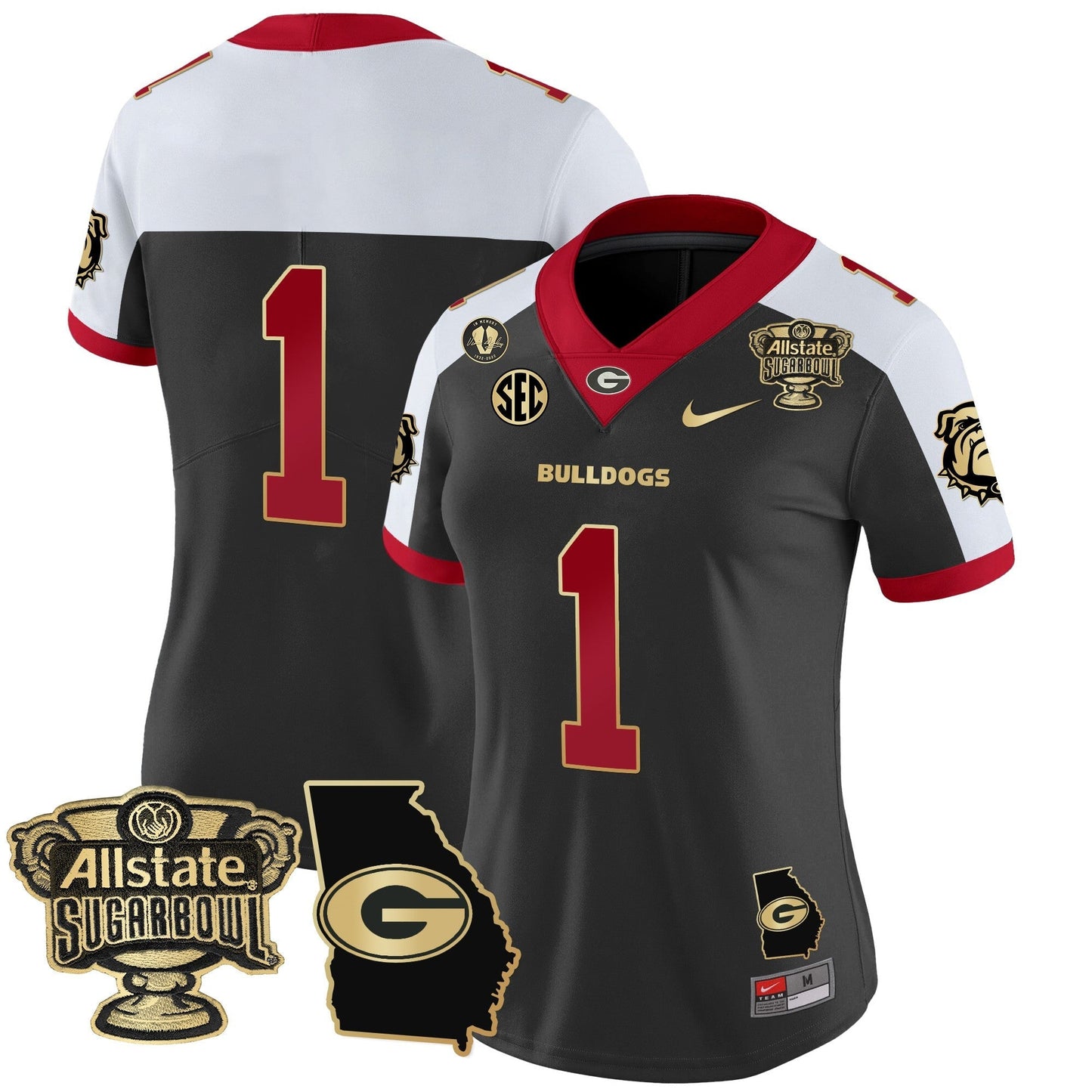 Women's UGA 2025 Sugar Bowl & Georgia Map Patch Vapor Limited Jersey - All Stitched