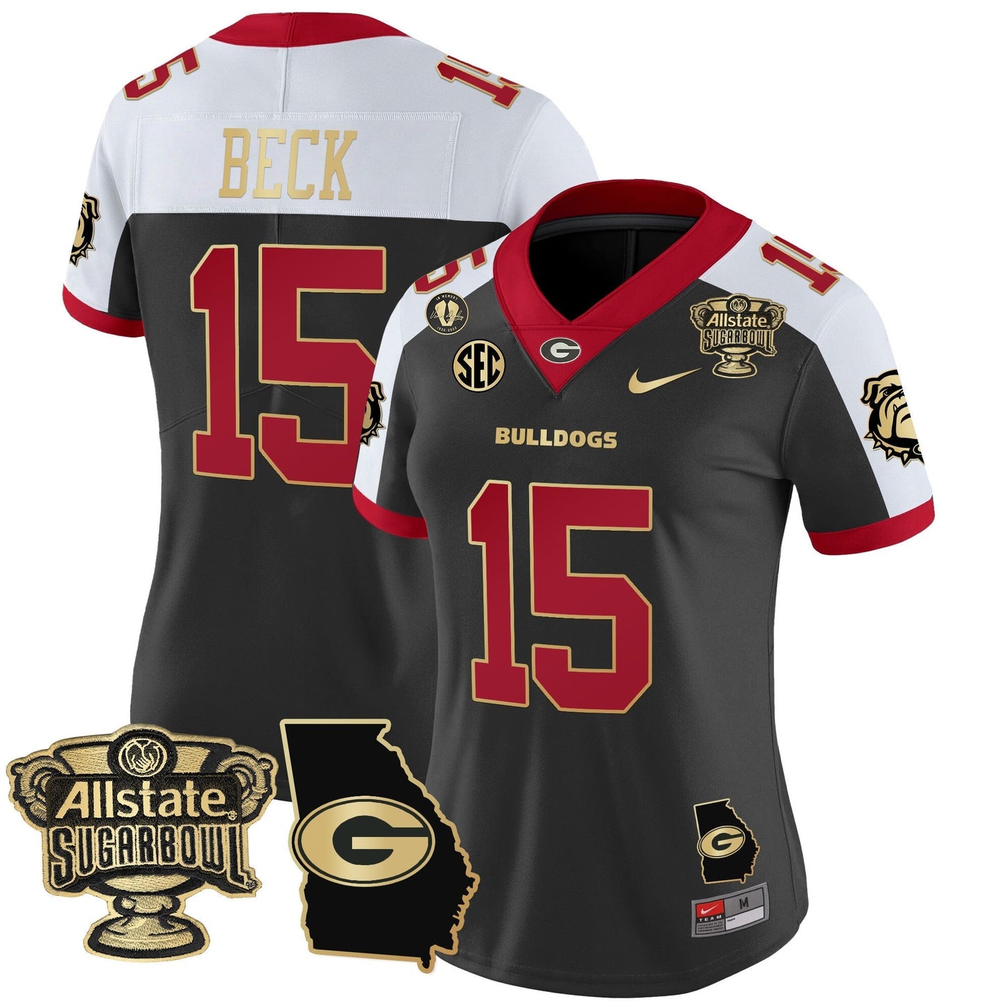 Women's UGA 2025 Sugar Bowl & Georgia Map Patch Vapor Limited Jersey - All Stitched