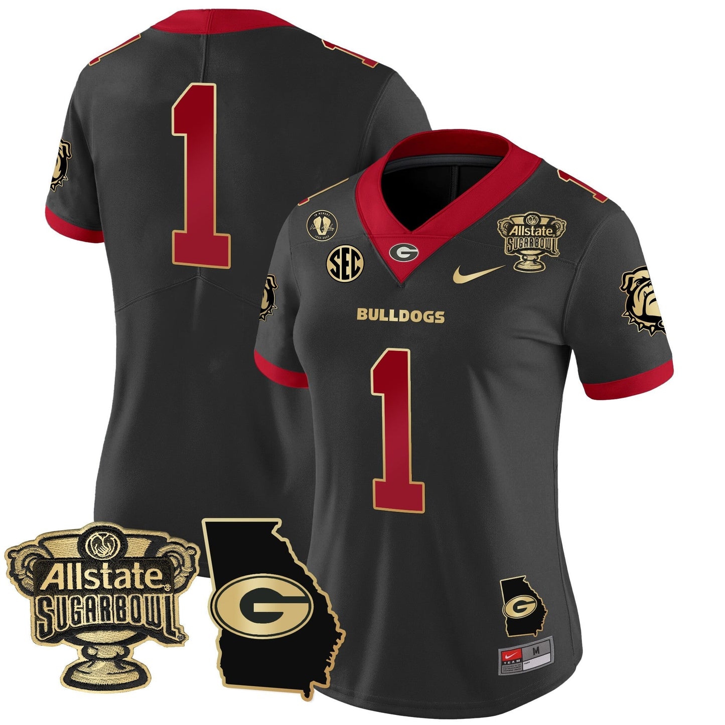 Women's UGA 2025 Sugar Bowl & Georgia Map Patch Vapor Limited Jersey - All Stitched