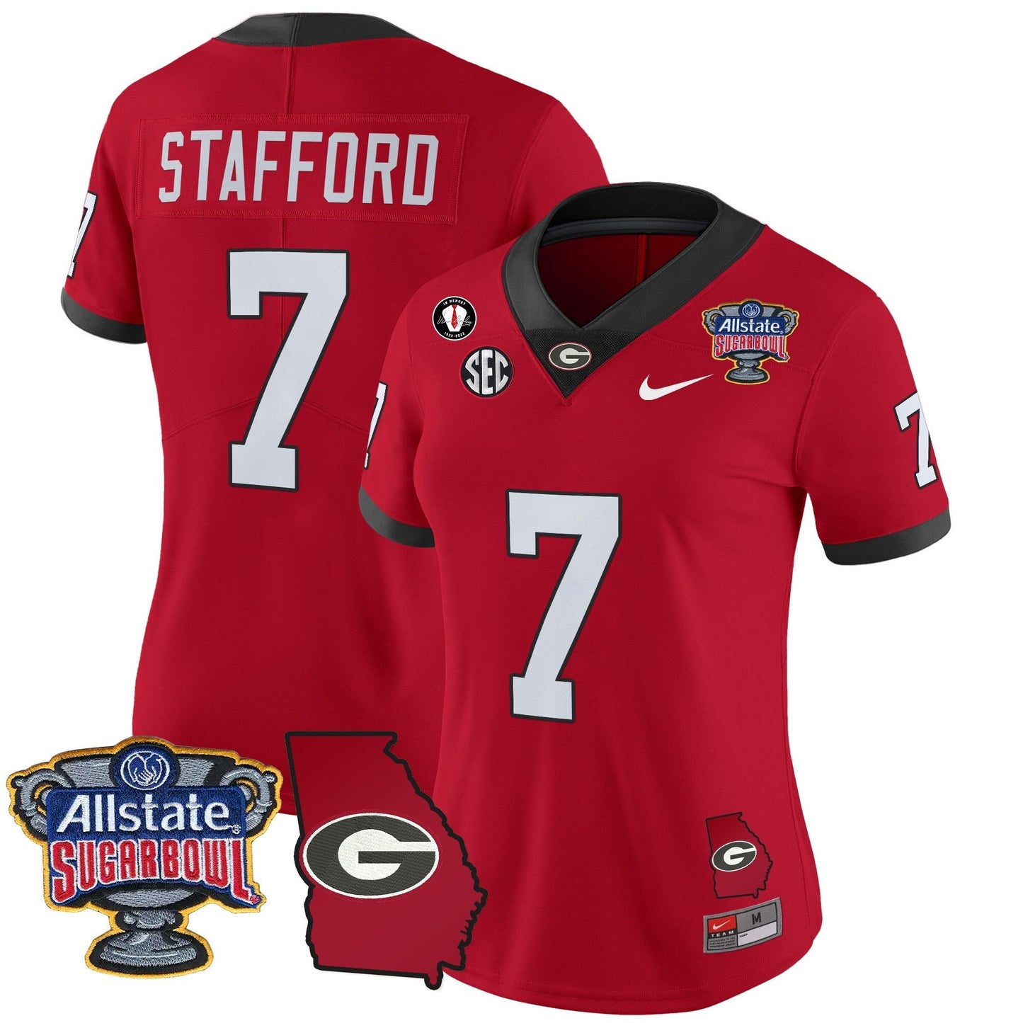 Women's UGA 2025 Sugar Bowl & Georgia Map Patch Vapor Limited Jersey - All Stitched