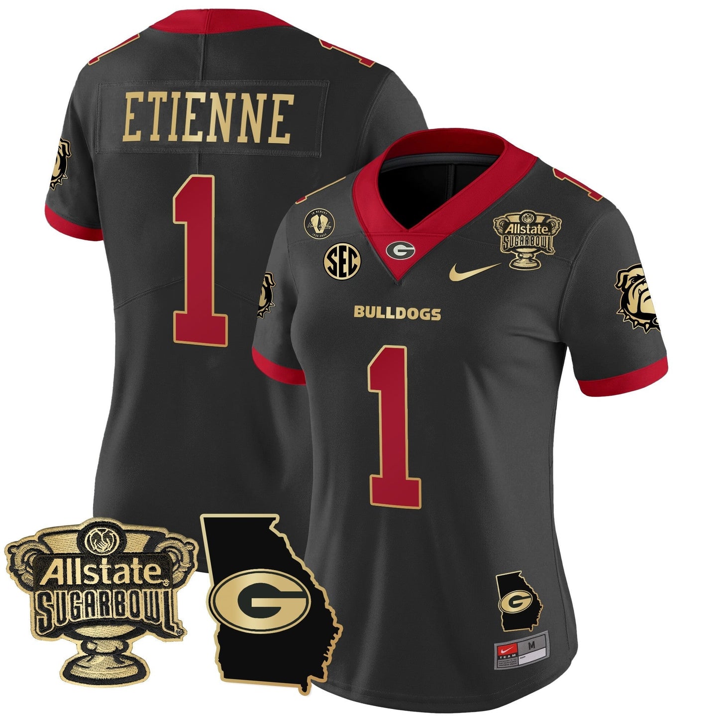 Women's UGA 2025 Sugar Bowl & Georgia Map Patch Vapor Limited Jersey - All Stitched