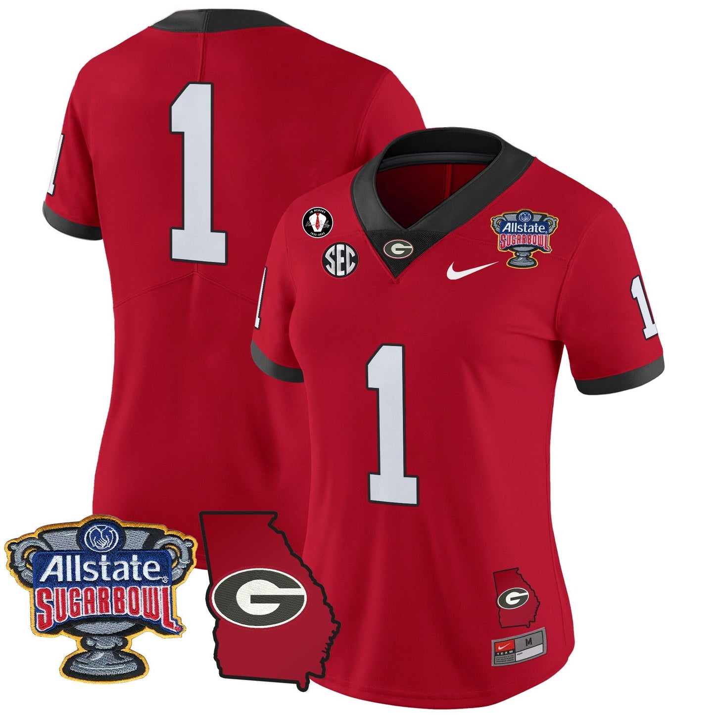 Women's UGA 2025 Sugar Bowl & Georgia Map Patch Vapor Limited Jersey - All Stitched