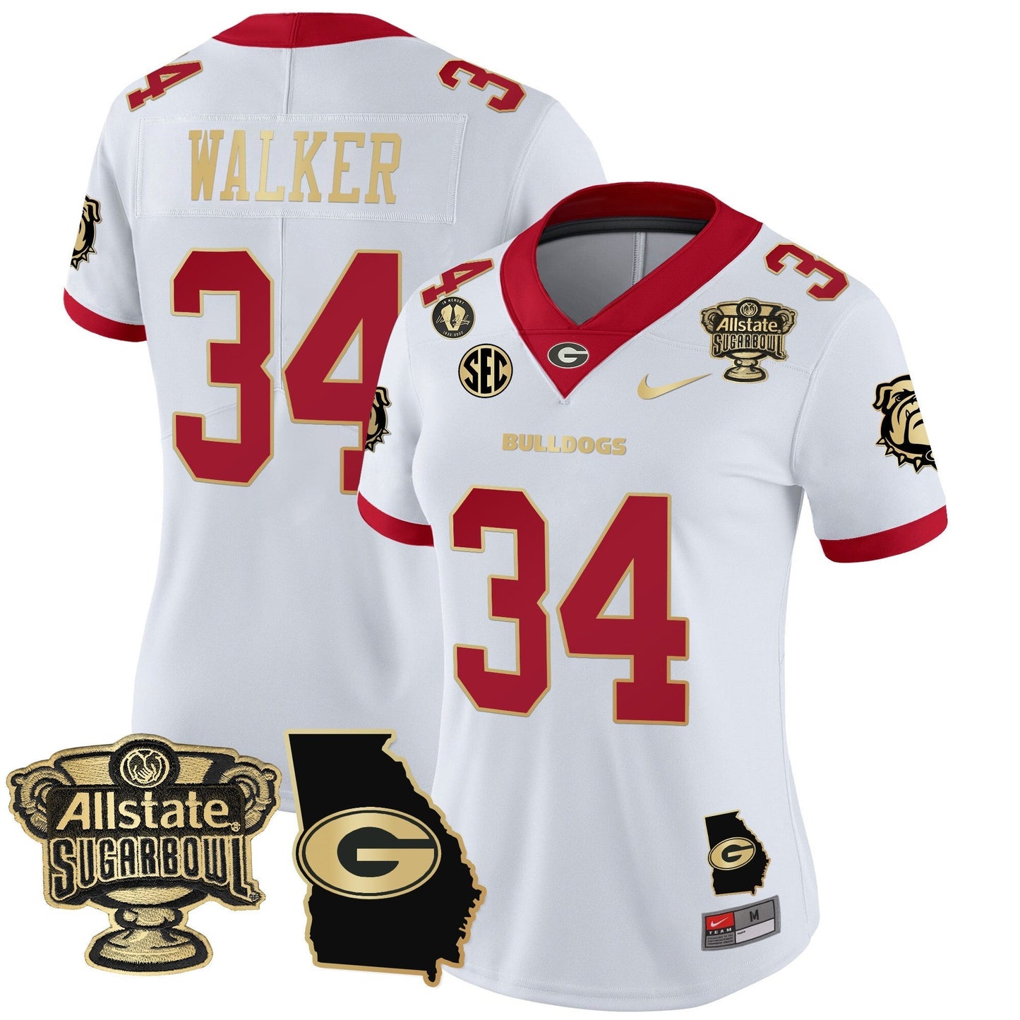 Women's UGA 2025 Sugar Bowl & Georgia Map Patch Vapor Limited Jersey - All Stitched