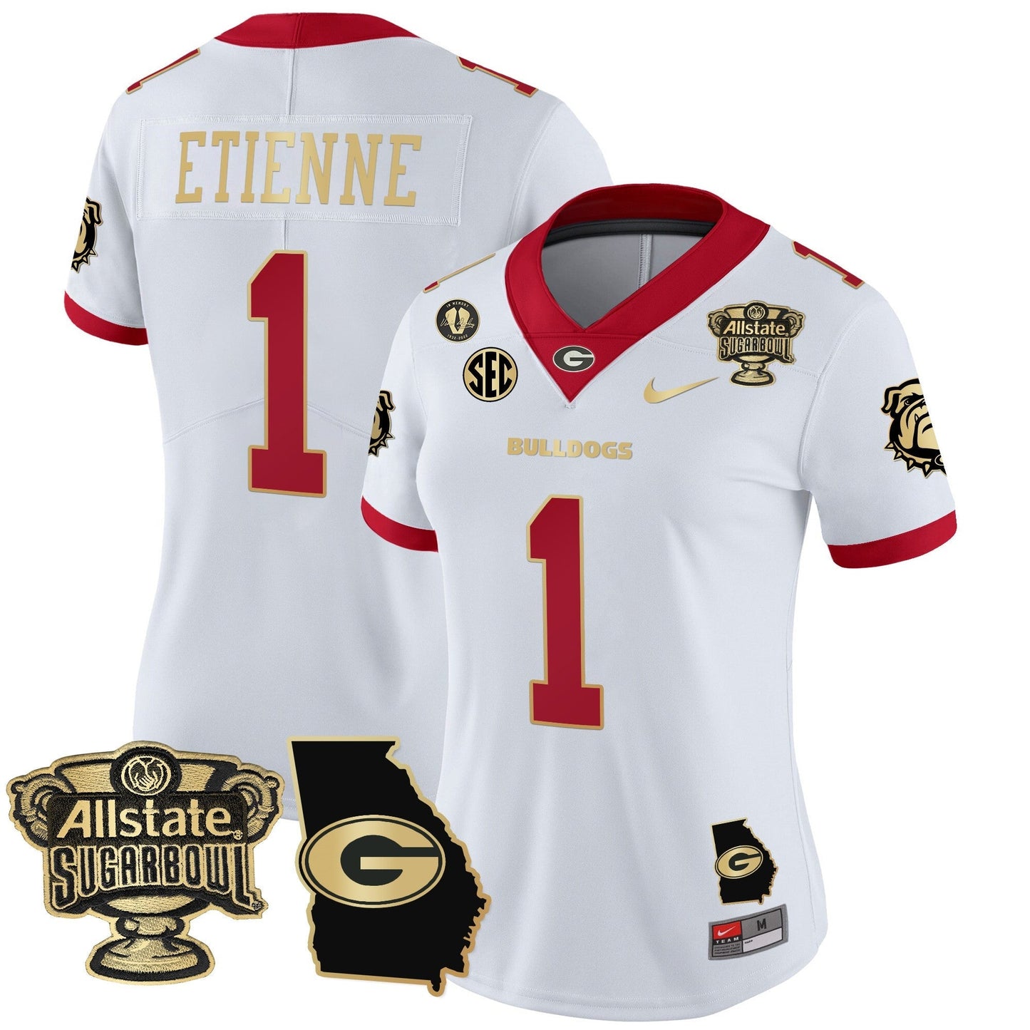 Women's UGA 2025 Sugar Bowl & Georgia Map Patch Vapor Limited Jersey - All Stitched